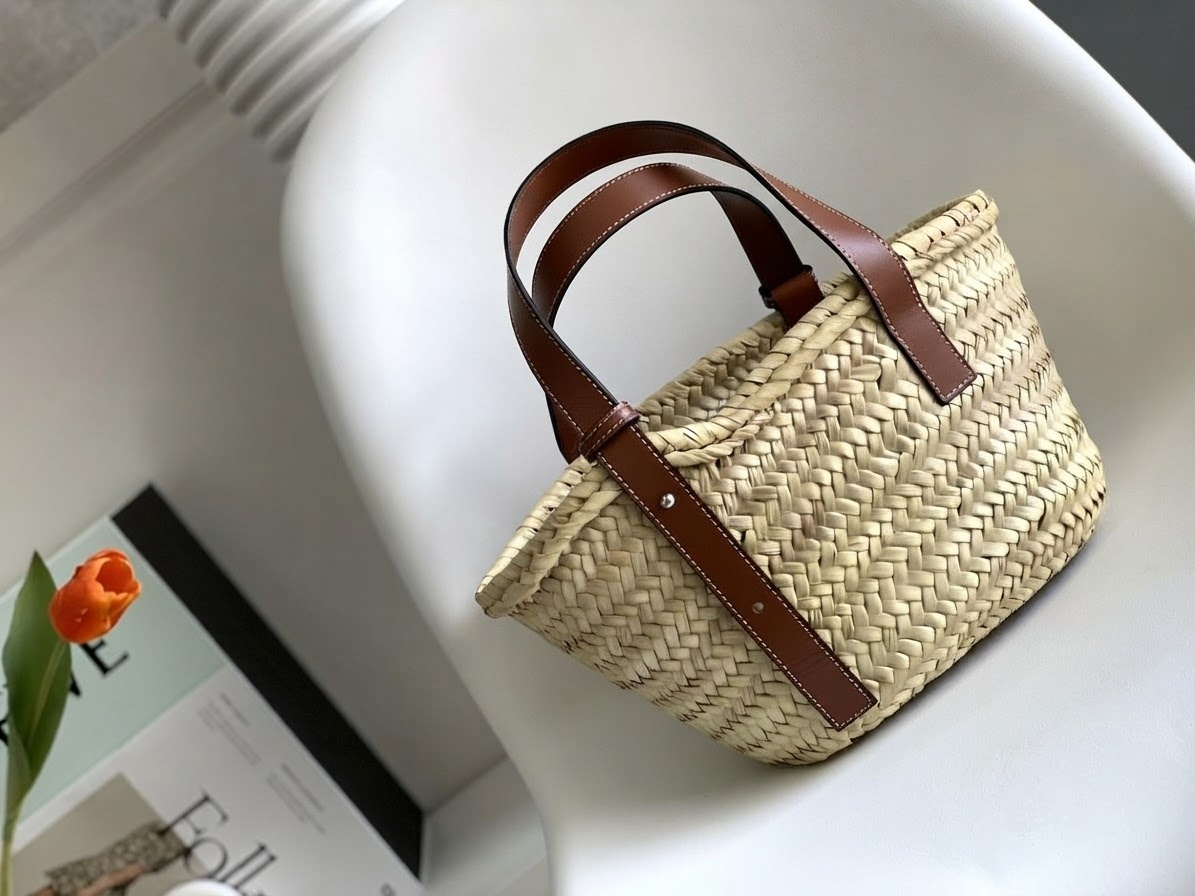 Loewe Anagram Logo Raffia Basket