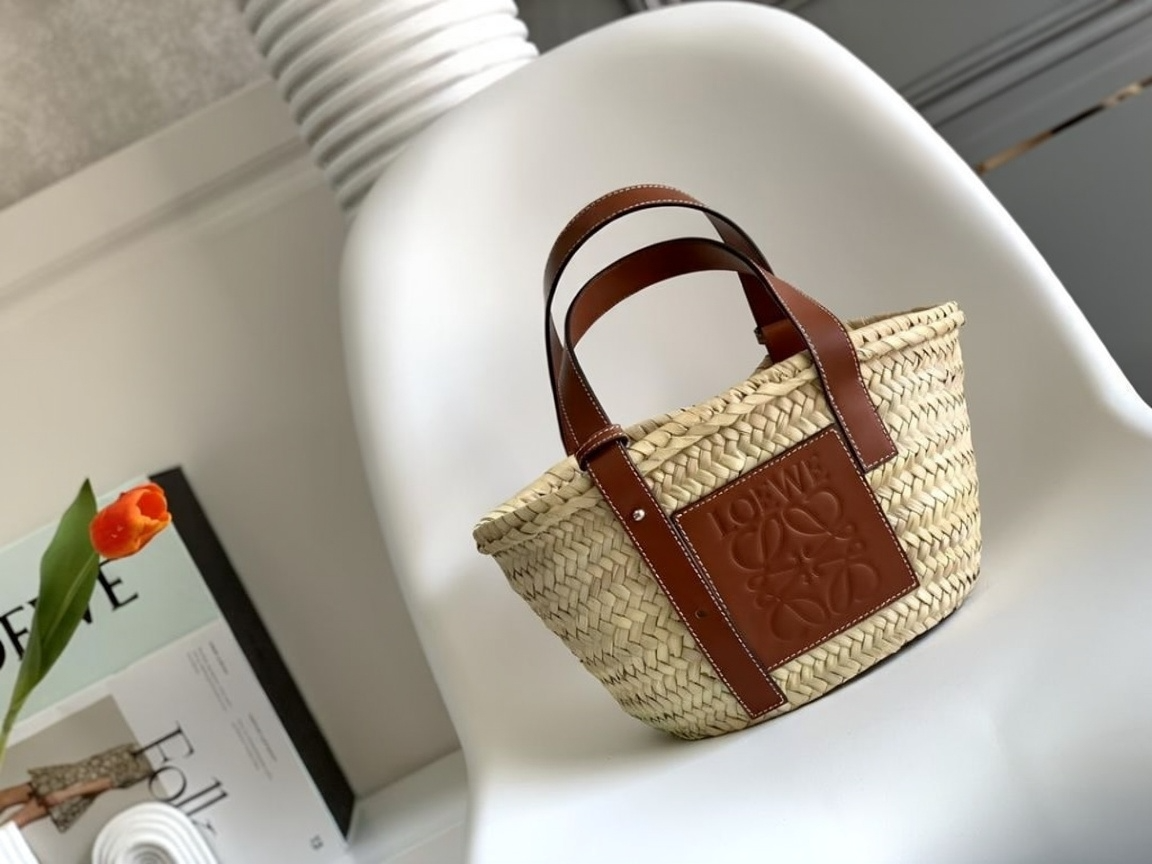 Loewe Anagram Logo Raffia Basket