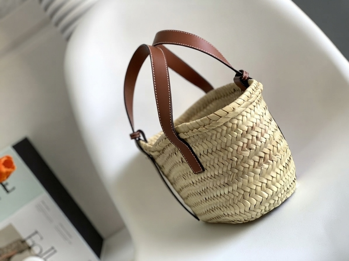 Loewe Anagram Logo Raffia Basket
