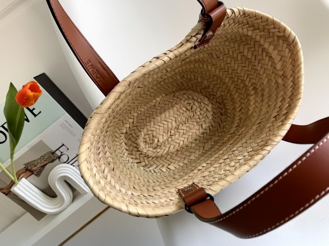 Loewe Anagram Logo Raffia Basket