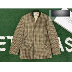 메종마르지엘라 체크 울 브이넥 히든 자켓