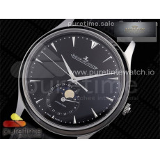 AZ공장 예거 울씬문 블랙다이얼 가죽스트랩 Master Ultra Thin Moon SS AZF 1_1 Best Edition Black Dial on Black Leather S