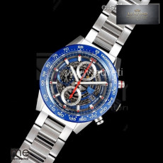XF공장 칼리버호이어 블루 43 스켈레톤다이얼 Calibre Heuer 01 Chrono 43mm Blue Ceramic SS XF 1_1 Best Edition Skeleton 