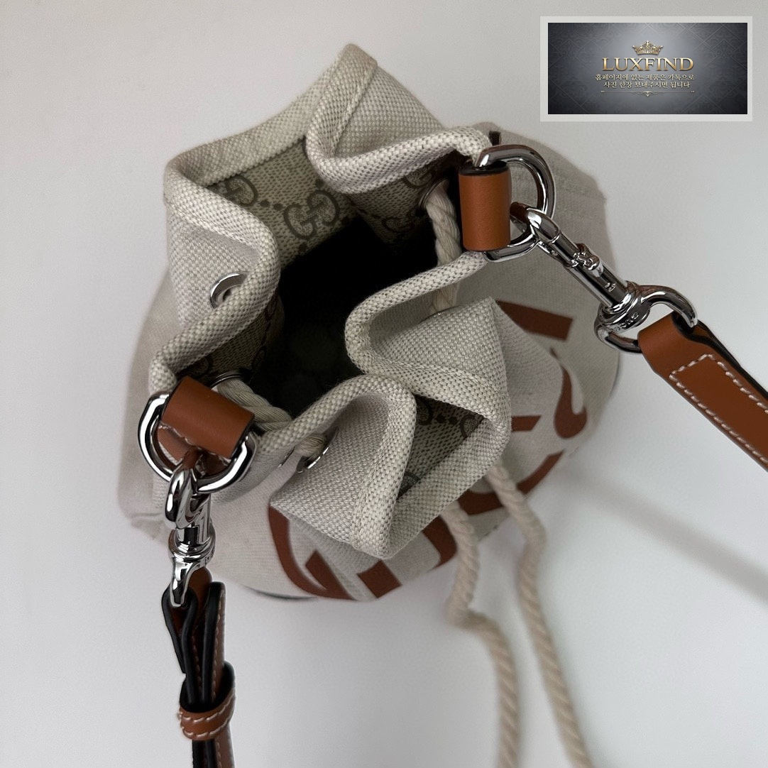 구찌 캔버스 프린트 버켓 미니 숄더 백 16*21*11CM “2COLOR”