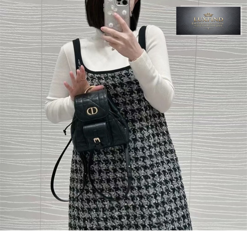 디올 카로 스몰 백팩 블랙 매크로까나쥬