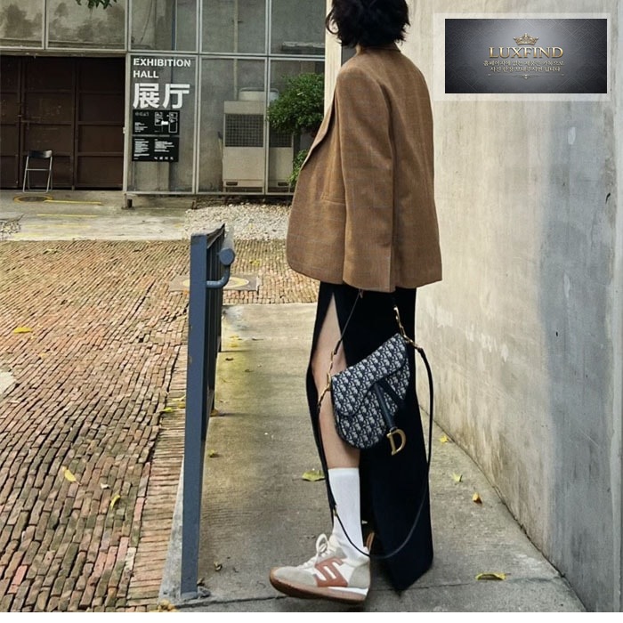 디올 새들 스트랩 백 오블리크 자카드