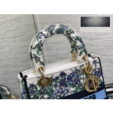 디올 멀티컬러 Toile de Jouy 레이디 D-LITE 미디엄 백 24*20*11CM