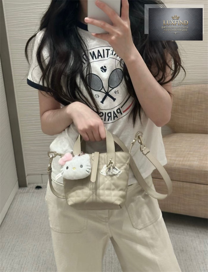 디올 뚜주흐 버티컬 나노 토트백 파우더 베이지 매크로까나쥬