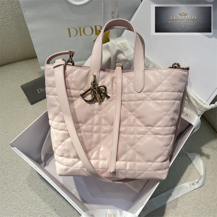 디올 뚜주흐 미디엄 버티컬 토트백 페일 핑크 매크로까나쥬