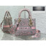 디올 그레이 핑크 멀티컬러 Toile de Jouy 레이디 D-LITE 미디엄 백 24*20*11CM
