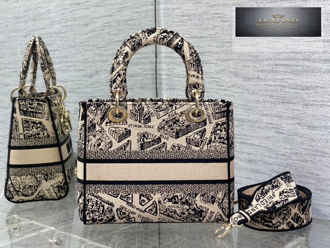 디올 Plan de Paris 레이디 D-LITE 미디엄 백 24*20*11CM