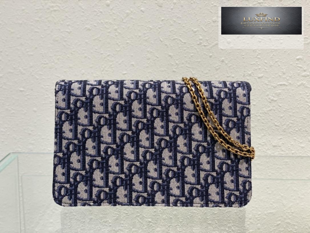 Dior Saddle Pouch Blue Oblique Chain