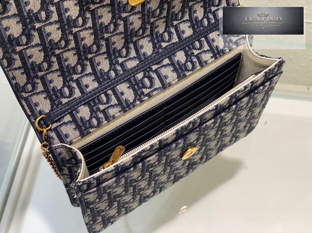 Dior Saddle Pouch Blue Oblique Chain