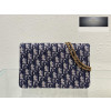 Dior Saddle Pouch Blue Oblique Chain