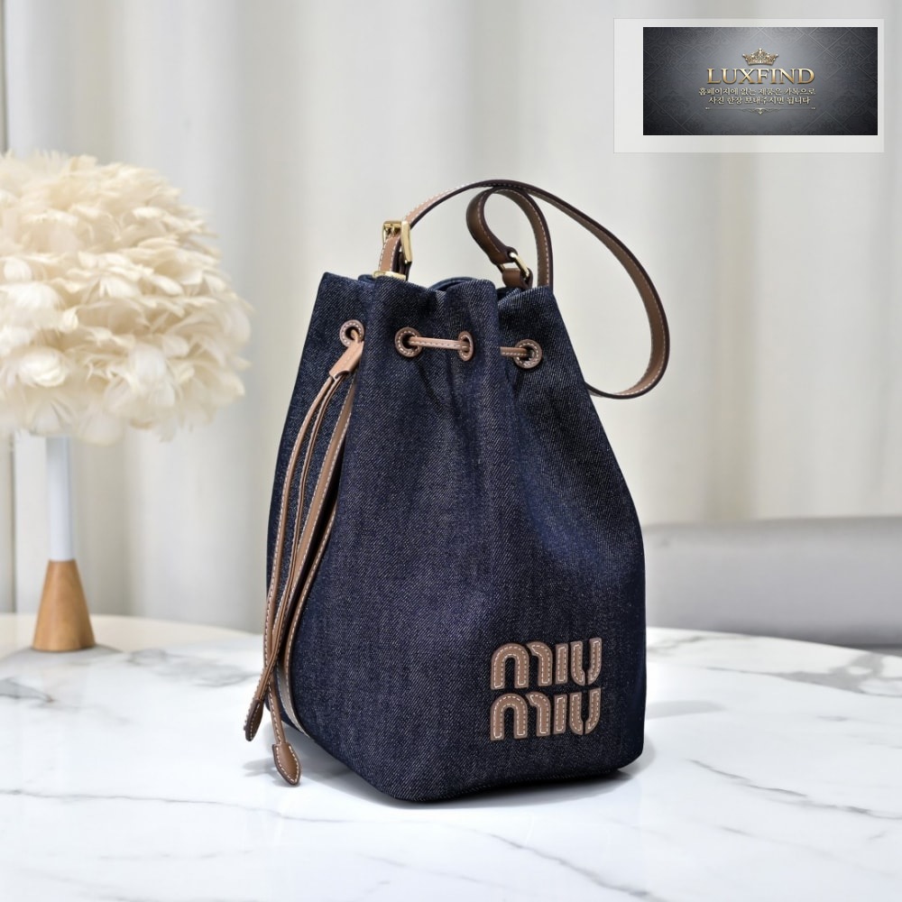 Miu Miu Denim Leather Bucket