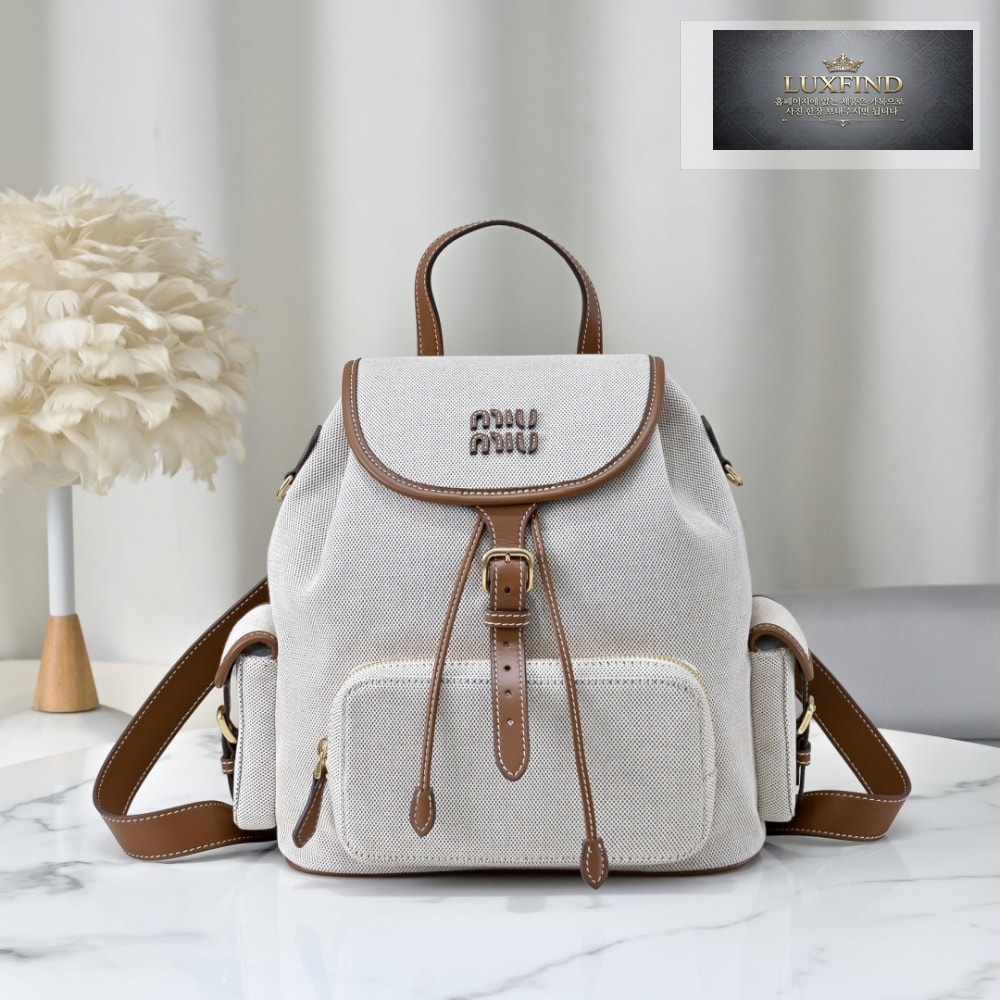 Miu Miu Canvas And Leather Backpack