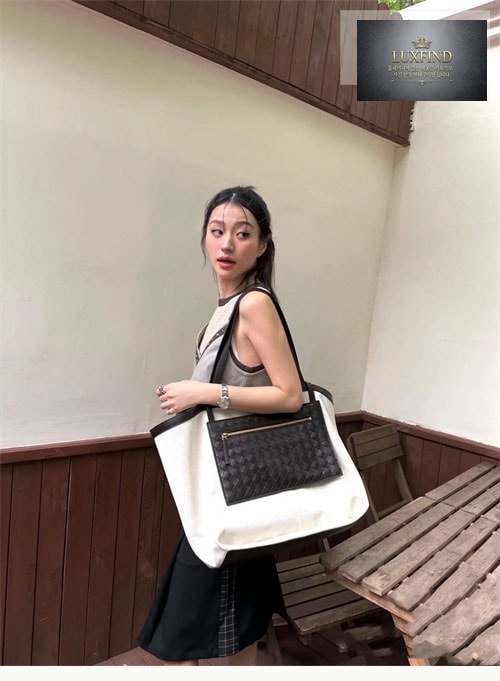 보테가베네타 필립 플랩 캔버스 토트백