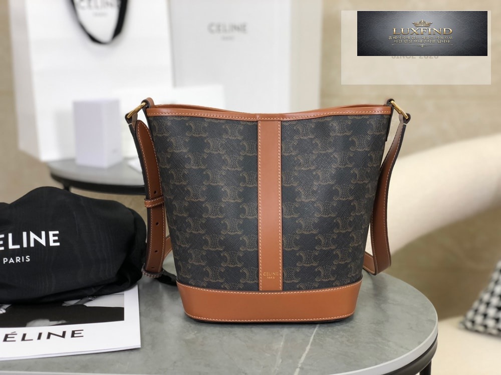 Celine Small Bucket Triomphe Canvas & Calfskin