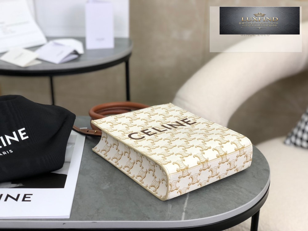 Celine Mini Vertical Cabas In Triomphe Canvas and Calfskin