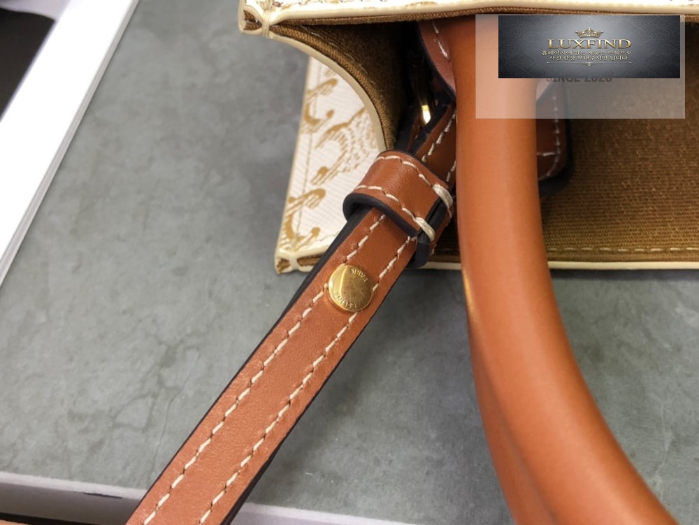 Celine Mini Vertical Cabas In Triomphe Canvas and Calfskin