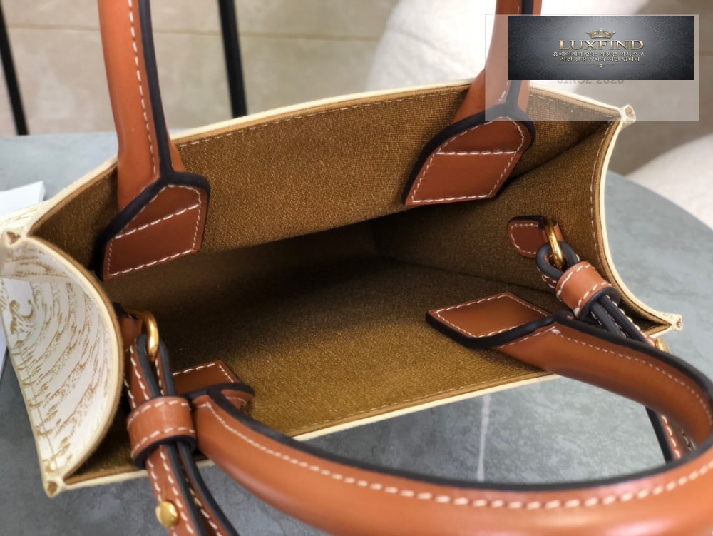 Celine Mini Vertical Cabas In Triomphe Canvas and Calfskin