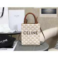 Celine Mini Vertical Cabas In Triomphe Canvas and Calfskin