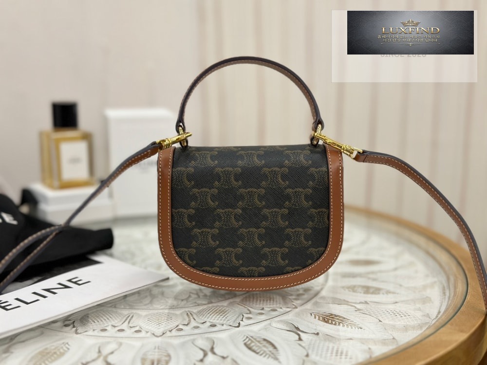 Celine Mini Clea Vesace Canvas & Calfskin