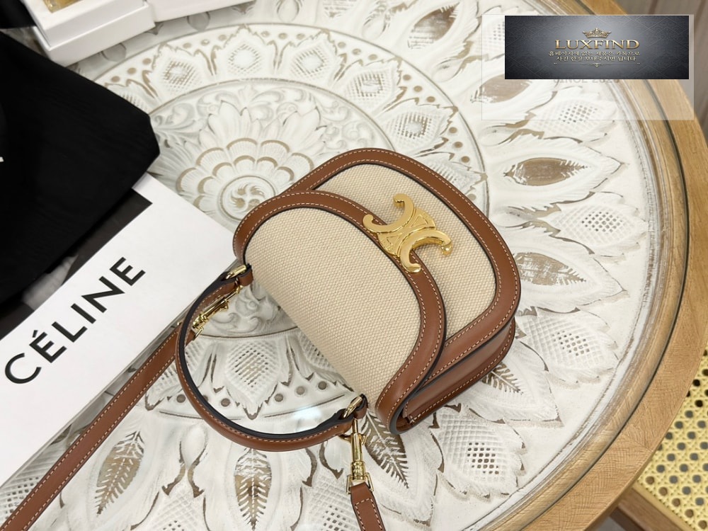 Celine Mini Clea Vesace Canvas & Calfskin