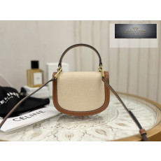 Celine Mini Clea Vesace Canvas & Calfskin