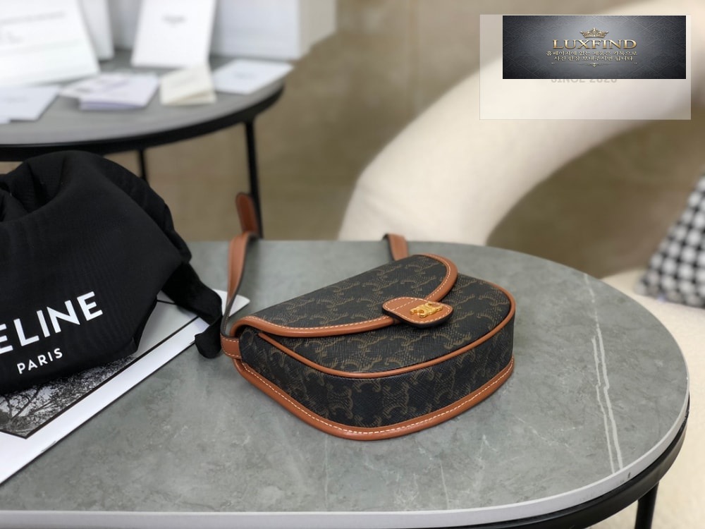 Celine Mini Besace Triomphe Canvas and Calfskin