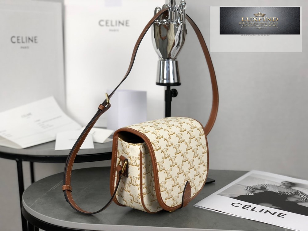 Celine Folco bag in Triomphe Canvas and Calfskin
