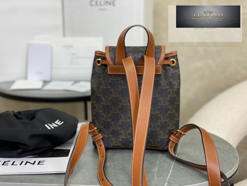 Celine Backpack Folco in Triomphe Canvas and Calfskin