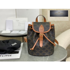 Celine Backpack Folco in Triomphe Canvas and Calfskin